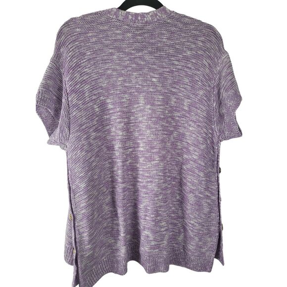 Lane Bryant Cardigan 14/16 Womens Plus Size Purple White Short Sleeve Button NWT - Picture 5 of 5